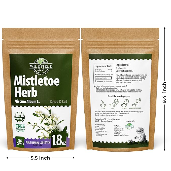 1.8 oz. Dried Mistletoe Herb Tea Goat'S (Viscum) - 50g Mistletoe Herb Herbal Tea Muerdago