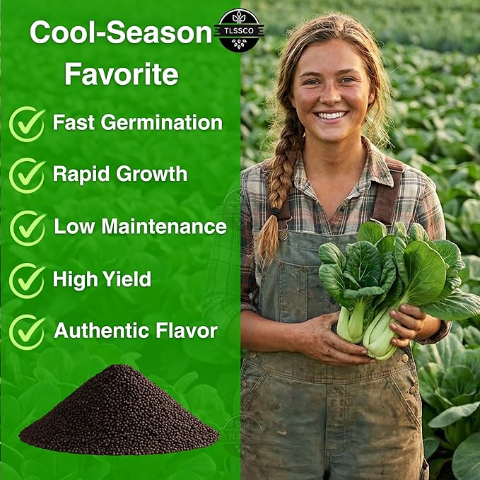 2000+ USA Premium Baby Bok Choy Seeds for Planting, Non-GMO Seeds – Easy to Grow, Low Maintainance, Authentic Flavor – High-Yielding, Heirloom