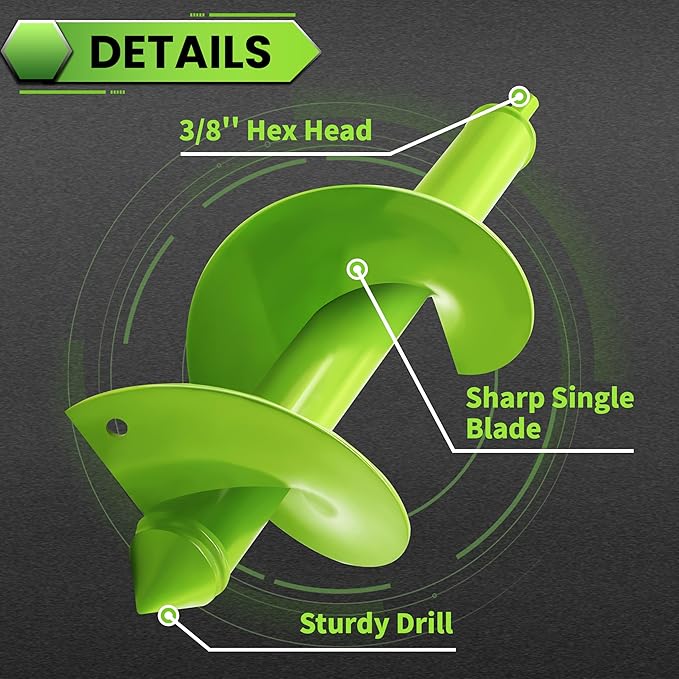 SYITCUN Auger Drill Bit for Planting - 4"X12" Heavy-Duty Garden Auger Spiral Drill Bit - Bulb Planter Tool & Auger Post Hole Digger - 3/8" Hex Drive Drill