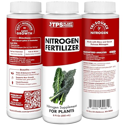 Nitrogen for Plants – Liquid Tri-Source Nitrogen for Deep Green Growth, Stronger Leaf Development & Fast Vegetative Growth, 32 oz