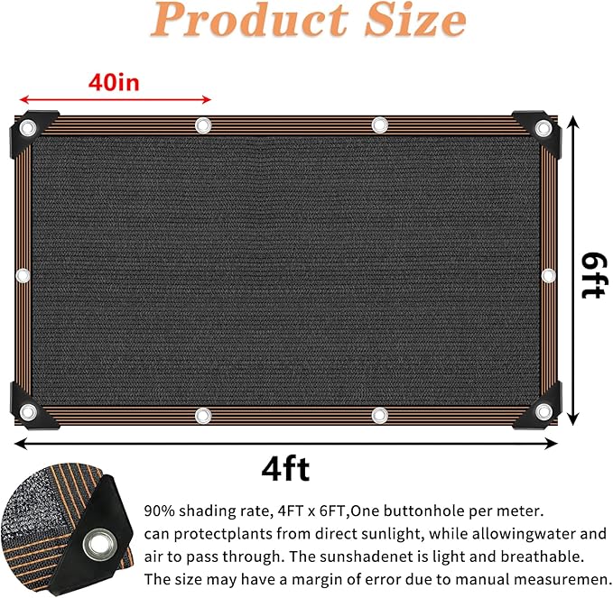 IMSGVIFO 90% Black Shade Cloth for Patio, 4x6 FT Mesh Tarp Sun Shade Cloth with Grommets, Sun Protection Sail for Garden Greenhouse Pergola Barns Kennel Patio Outdoor Neting Cover