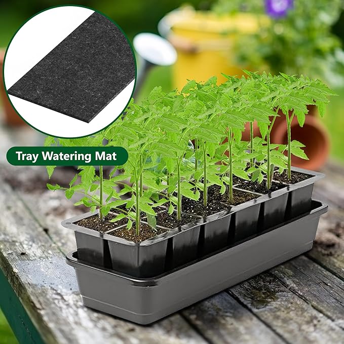 EBaokuup 12 Pcs 12-Cell Replacement Capillary Mats-18.5 x 3.5 Inches Self Watering Seed Starting Mat-Capillary Mats for Indoor Gardening Greenhouse Plant Seed Starting