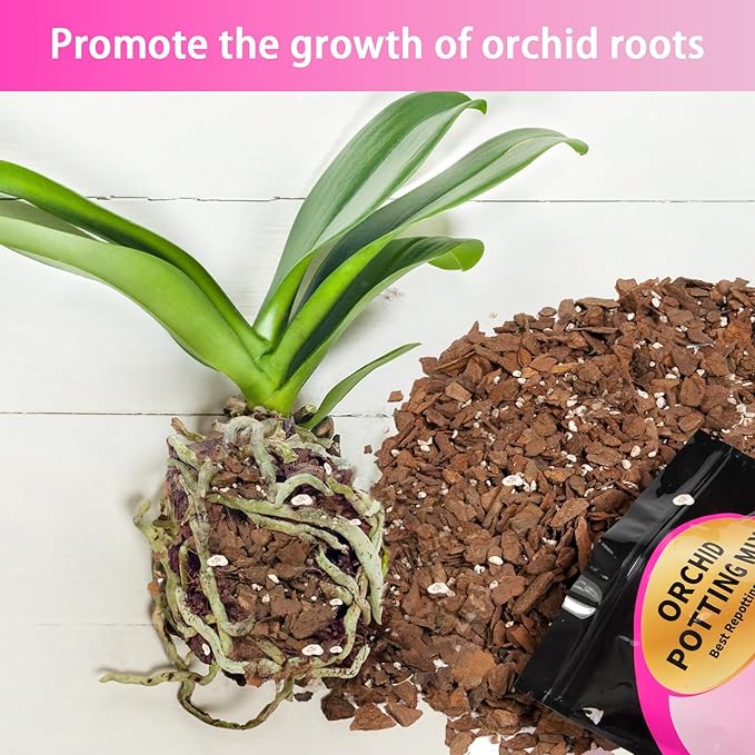 Orchid Potting Mix 2qt，Orchid Soil Composed of Orchid Bark and Perlite，Premium Orchid Medium for Potting, Repotting, Enhanced Drainage, Air Flow & Root Ventilation