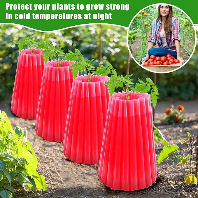 MJZ 5 Pack Walls of Water Plant Protectors, 18.3" x18.3" Thickened PE Wall of Water for Tomato Plants, Early Season Insulated Plant Protector Freeze Protection, Plant Covers for Winter Cold Weather