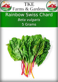 TKE Farms & Gardens - Rainbow Swiss Chard Seeds for Planting, 175+ Heirloom Non-GMO Seeds, Vibrant Mix of Red, Pink, Gold and Green Stems, Sweet Tender Leaves, Nutritious, Easy-to-Grow Garden Favorite