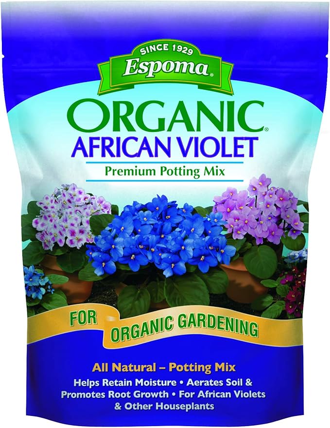 Espoma Organic Premium Potting Soil Mix for African Violets and Indoor Flowering Houseplants. 4 Quart Bag