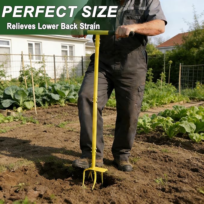 Hand Tiller Cultivator with Steel Garden Claw, Manual Twist Tiller Soil Loosening Garden Tool for Flower Beds, Raised Beds & Planter Boxes