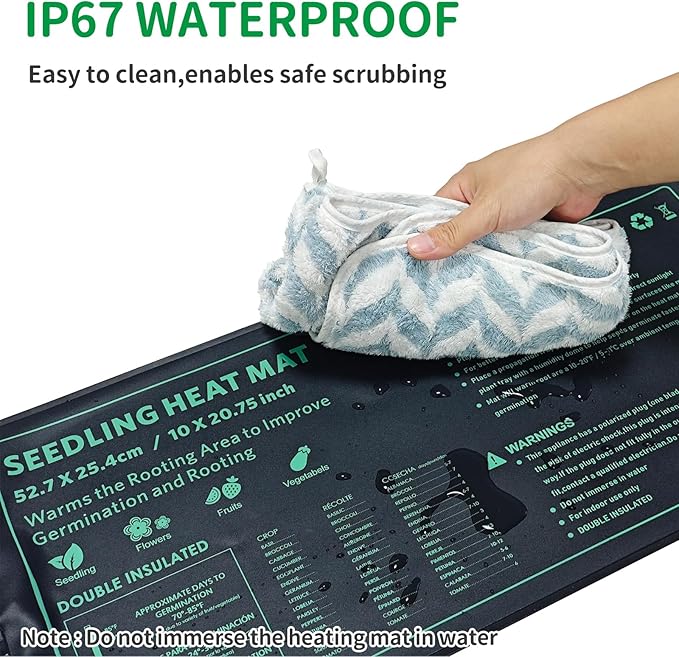 AUPETEK Seedling Heat Mat with Thermostat Controller and 5 Pack Seed Starter Tray Combo Set for Seed Germination Plant Propagation MET Standard