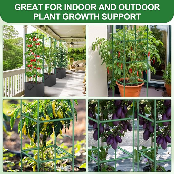 Lezmarket 2 Pack Tomato Cages for Garden, Tomato Trellis for Raised Garden Bed with Plant Clips and Twist Ties for Climbing Plants, 43 inches ﻿ ﻿