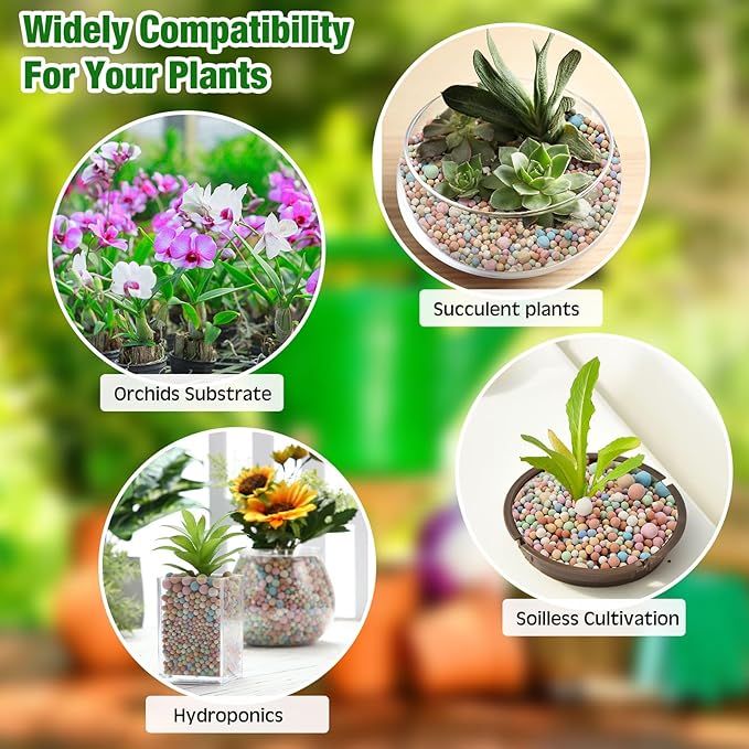 5.5 LBS Leca Clay Pebbles for Plants, Expanded Clay Balls Multi Color, Lightweight Hydroponics Growing Media for Succulents Orchids Aquaponics Drainage Potting Mix Decoration(3-10 mm)