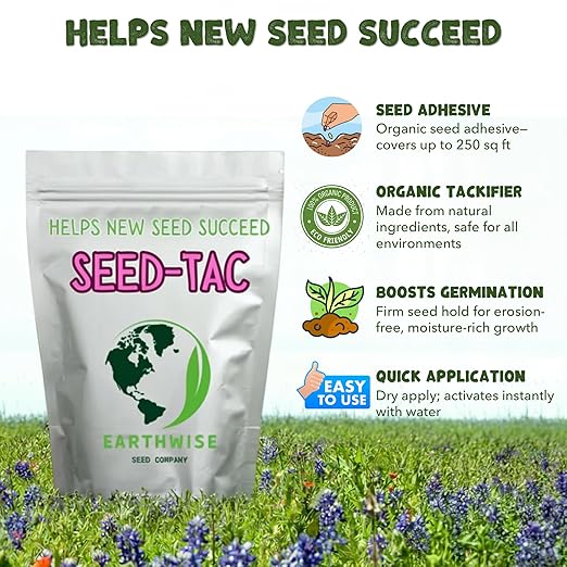 Earthwise Organic Seed Tac – 1 lb – Easy-Use Tackifier for New Grass & Wildflower Seeds – 500 sq. ft. Coverage