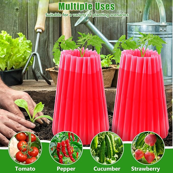 MJZ 10 Pack Walls of Water Plant Protectors, 18.3" x18.3" Thickened PE Wall of Water for Tomato Plants, Early Season Insulated Plant Protector Freeze Protection, Plant Covers for Winter Cold Weather