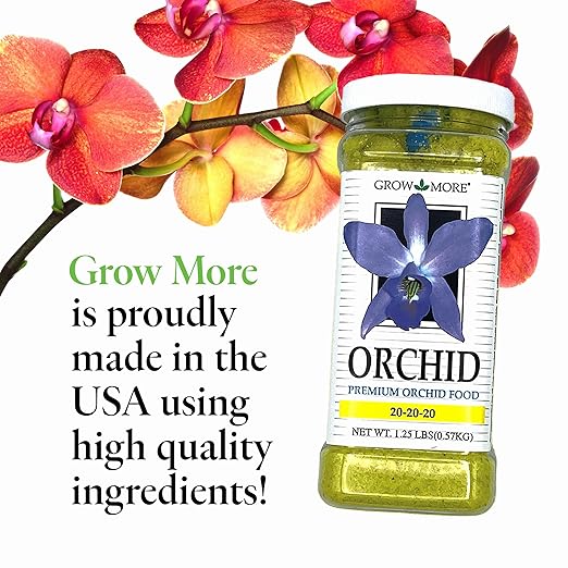 Grow More All Purpose Orchid Fertilizer 20-20-20 for Soil Maintenence Year Round - 20oz of Water Soluble Orchid Food Fertilizer for All Orchids - Plant Food for Healthy Growth & Vibrant Blooms