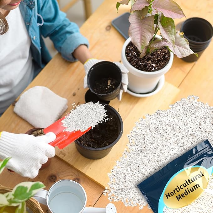 Horticultural Perlite Plants 2qt, Chunky Perlite Bulk for Gardening, Soil Amendments to Improve Soil Aeration & Dranage for Houseplant