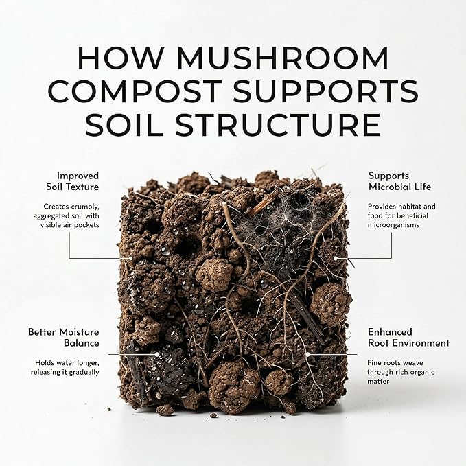Mushroom Soil Compost Pail, Organic Nutrient-Rich Garden Soil for Vegetables, Flowers, Raised Beds, Lawn & Planting Mix (35 lb)