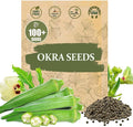 Premium Okra Seeds - 100 Heirloom Seeds for Planting, Non-GMO, High Yield, Fast Growing, Heat-Resistant Vegetable Seeds for Home Garden & Outdoor Planting - Fresh, Crisp & Flavorful Okra