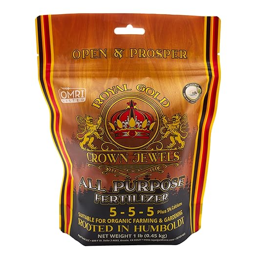 Royal Gold Crown Jewels Organic All Purpose 5-5-5 Dry Soluble Fertilizer, 1 lb - Excellent for Pre-Amending Soils, Top-Dress Applications, in Composts and Nutrient Teas