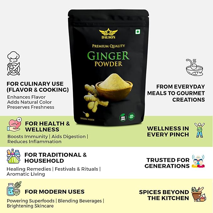 Ginger Powder – 100% Pure & Natural | 1.76 Oz Finely Ground Ginger Root | No Additives or Fillers | Aromatic, Earthy Flavor for Cooking | 25g Sample Available | Kitchen Essential for Global Cuisine