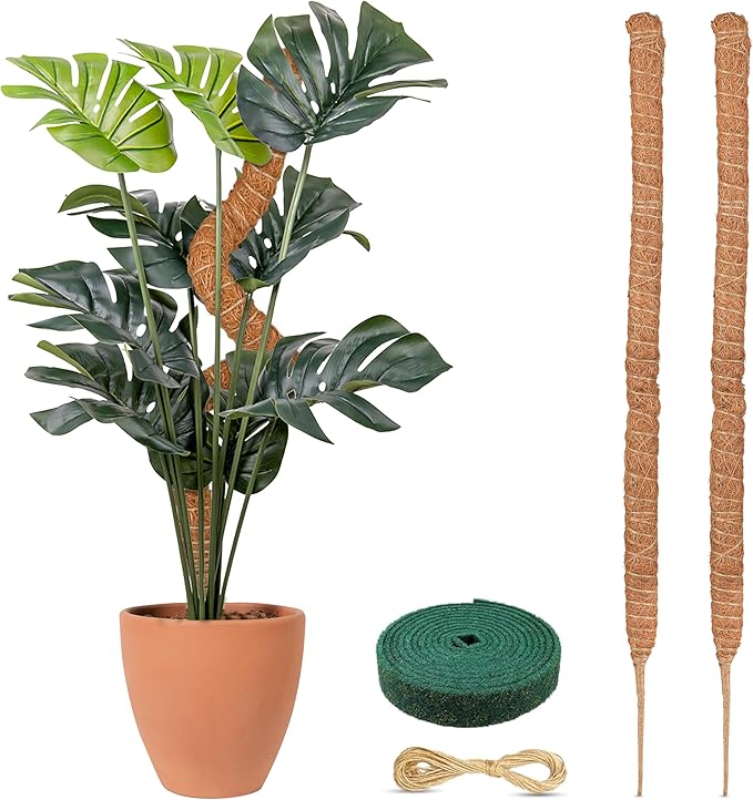 EcoNour 2 Pack Moss Poles for Plants – 28" Monstera Plant Support Stakes, Coir Plant Sticks for Indoor Climbing Plants, Pothos, Philodendron & Houseplants