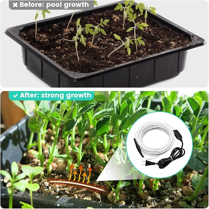 Soil Heating Cable, 49 ft Electric Warming Cable for Garden, Cold Frame, Keep Soil Warm