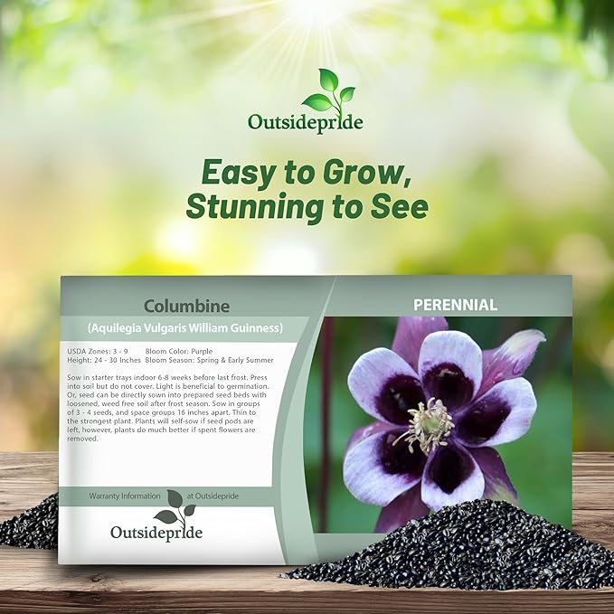 Outsidepride William Guinness Columbine Seeds - 1000 Pcs Perennial, Easy to Grow Flower Seeds for Planting, Suitable for Pollinator-Friendly Garden, Cut Floral Arrangements, Ground Covers, or Borders