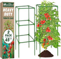 ZeeDix 45 Inch Tomato Cages 2 Pack, Heavy Duty Adjustable Metal Garden Plant Supports for Climbing Vegetables - Square Cage for Tomatoes, Cucumbers, Peas, Flowers with 20 Plant Clips