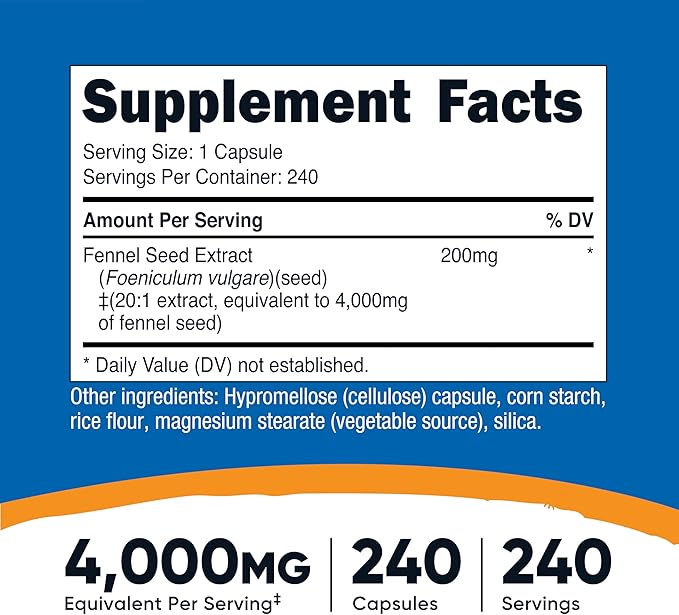 Nutricost Fennel Seed (4000 mg Equivalent) 240 Capsules - Vegan Fennel Seed Supplement