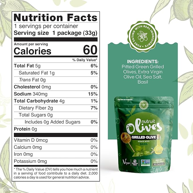 Nutruit Olives Snacks - Pitted Olives (Variety Box) - Fresh Harvest Aegean Green Olives - Vegan, Non-GMO, Gluten Free, Kosher, Paleo, Sugar Free - Premium Packs with Wooden Stick - 1.2oz (Pack of 20)