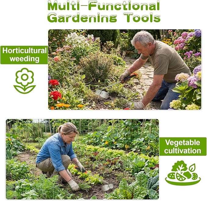 Garden Weed Tool,2026 Portable Weeding Tool,6 Tooth Stainless Steel Hand Weeder Tool,Adopt Anti slip handle,conforms to ergonomic curves,Suitable For Vegetable Cultivation And Horticulture on Farms