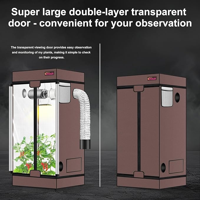 ATOUR Small Grow Tent, 32"x18"x28'' High Reflective Mylar 1680D Hydroponic Grow Tents, Waterproof Grow Tent with Double Cleart Observation Door and Floor Tray, for Indoor Plant Growing