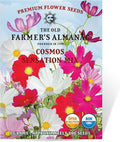 The Old Farmer's Almanac Cosmos Sensation Mix Flower Seeds - Premium Non-GMO, Open Pollinated, 1 Packet, 2 Grams, Approx 200 Seeds