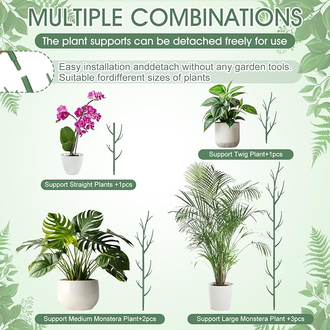 Honeydak 18 Pack Monstera Plant Support Plant Support Stakes for Indoor Plants Stackable Monstera Climbing Sticks with Orchid Clips Twist Ties for Potted Tomato Pothos Philodendron