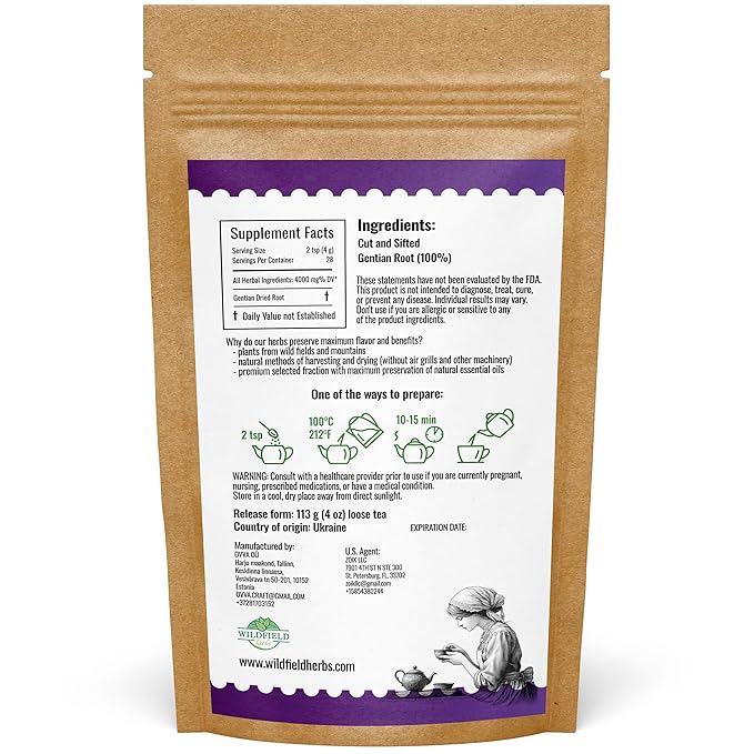 4 oz. Gentian Root Dried Gentian Root Herbal Tea (Gentiana Lutea) - 113g Raiz De Genciana