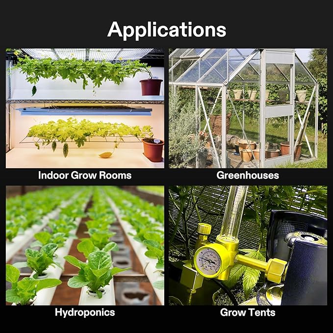 VIVOSUN Hydroponics CO2 Regulator Emitter System with Solenoid Valve Flowmeter for Grow Room Grow Tent Garden