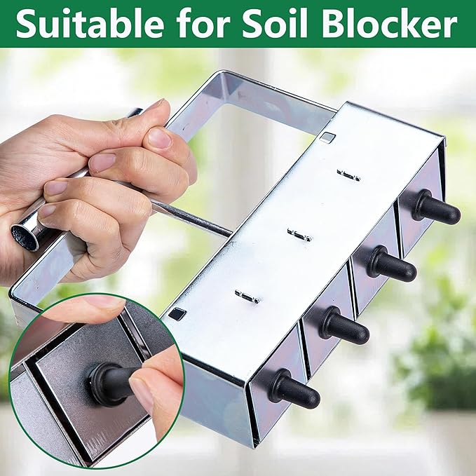 Adnee 24 Pcs Soil Block Maker Seed Pins, 3 Types Soil Blocker Seed Hole Maker, Seed Plug Maker Fit for Mini 4 Mini 5 Long-Handle Soil Blockers, Seed Pin Only