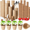 Layhit 600 Pcs Seed Starter Plant Pots Kit, Compressed Coir Fiber Potting Soil, 2.36 Inch Nursery Pots, Small Seed Starting Starter Tray Bulk, Garden Germination Container Set with Planting Labels