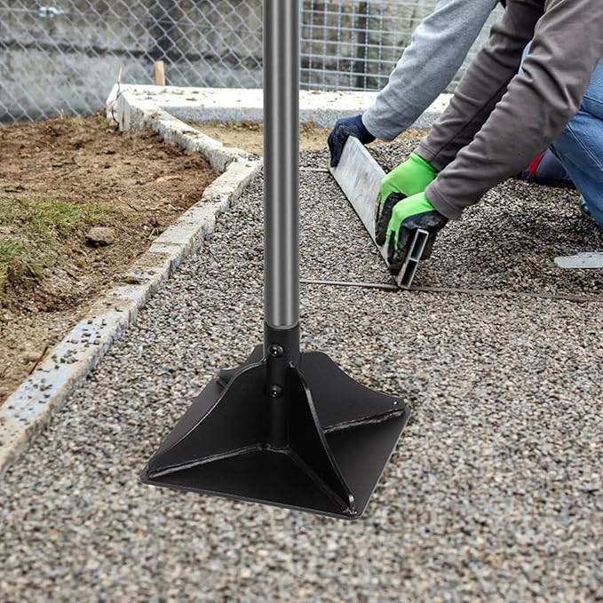 Walensee Steel Tamper with 48 inch Handle 8"x8" Garden Tamper with Rubber Grip All-Steel Heavy Duty Tamper Tool for Leveling Ground Gravel Soil Asphalt Sand Installing pavers and Repairing Blacktop