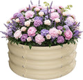 ZXZYHFTY Raised Garden Bed, 0.6 mm Galvanized Steel Round Planter Box with Open Bottom, White, 2 x 2 x 1 FT, 1 Pack