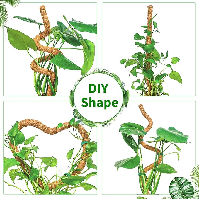2 Pack Moss Pole, 47-Inch Moss Poles for Plants Monstera,Bendable Plant Support Stakes for Climbing Plants Indoor, Garden Trellis Plant Stick for Potted Plants, Pothos Philodendron