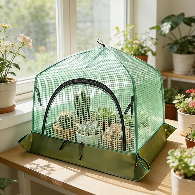 Portable Plant Cover Tent with Waterproof Base for Garden Indoor/Outdoor Tabletop Mini Greenhouse for Seed Starting Humidity Small Plants, Plant Protection from Animal for Raised Bed(XL - PE - 2PCS)