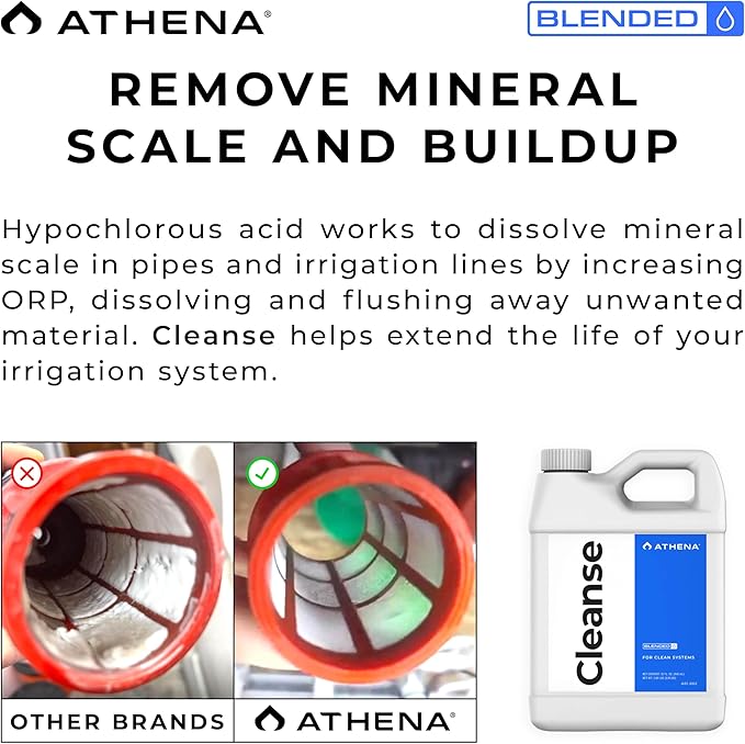 Athena Blended Cleanse | Plant-Safe System Cleaner for Hydroponics | Descaler Solution & Irrigation Line Cleaner | 32 Oz
