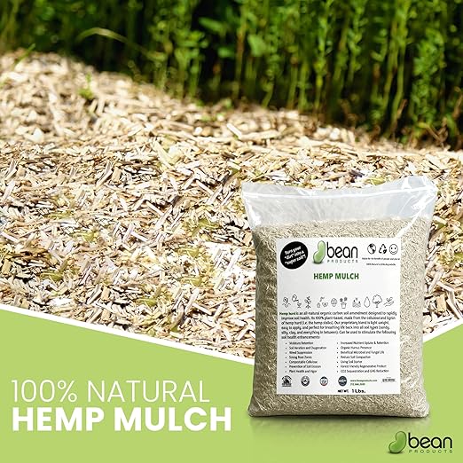 Garden Bed Organic Soil Conditioner - Hemp HURD Garden Mulch - Eco Friendly Potting Soil Aid - Moisture Retaining - Weed Suppressor - Perfect for Flowers & Vegetables - Grown in The US - 1 lb.
