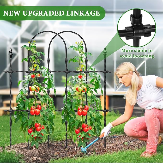 2026 New Upgraded Garden Trellis Set for Outdoor Climbing Plants, 47.2“ H x 39.6” W Rustproof & Reinforced Garden Arch Trellis for Potted Climbing Cucumbers, Tomatoes, Vegetables, Roses, Flowers