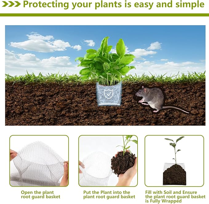 Plant Root Guard Gopher Wire,5 PCS 1 Gallon Plant Wire Baskets,Rust-Resistant Stainless Steel Gophers Moles Voles Mesh Baskets Protect Plant Roots Tubers Trees Flowers Crops