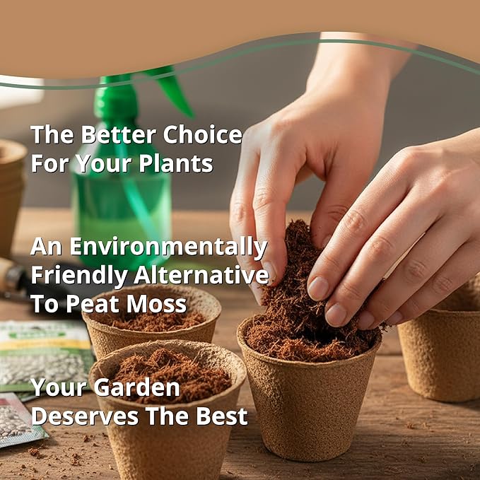 Coco Coir Discs (60mm 50-Pack) - Organic Coconut Coir Seed Starting Discs - Coconut Fiber Seedling Soil for House, Potting & Indoor Plants - Organic Coco Coir for Plants & Potting Mix