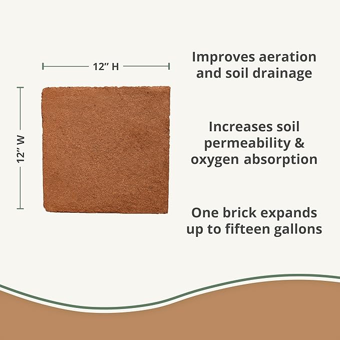 Buffered Coco Bliss (10lbs) - 100% Buffered Organic Coco Coir for Plants & Gardening - Cocopeat for Garden Soil, Seed Starter Soil, & Mulch - Organic Coconut Coir Brick - Coconut Fiber Potting Mix