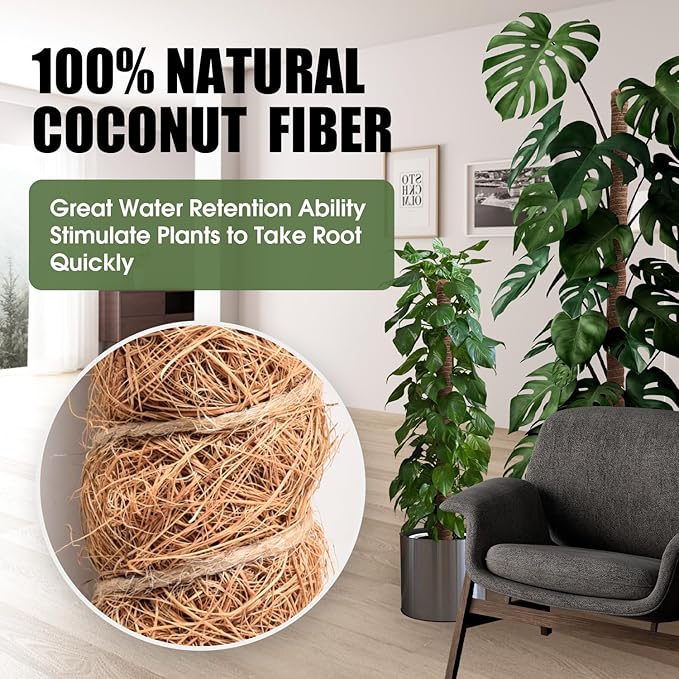 2 Pack Moss Pole, 63 Inch Bendable Moss Poles for Plants Monstera Long for Climbing Plants, Extra Large Handmade Pole Plant Sticks Support Stakes for Indoor Plants to Grow Upwards