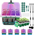 60-Cell Self Watering Seed Starter Tray with Grow Light, 5-Pack Reusable Seed Starter Kit with Soft Silicone, Plant Germination Trays with Humidity Dome for Seeding Planting Growing