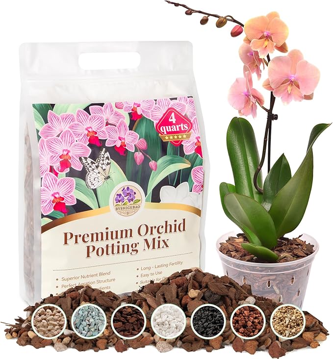 Orchid Bark Potting Mix with Pine Bark and Perlite, Fast Draining Orchid Soil for Healthy Roots, Ideal for Repotting Orchid and Orchid Bark for Indoor Plants (4 Quarts)