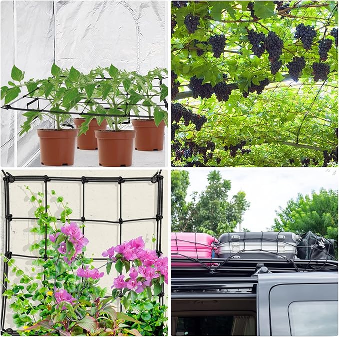 Scrog net 4x4 Trellis Net for Grow Tent,Heavy Duty Elastic Trellis Net with Hooks for Indoor Plant Growing Tents Garden Plant Net